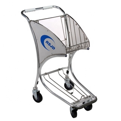Unfolding 4 Wheel Airport Shopping Cart With Big Basket