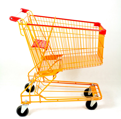 Unfolding Metal 4 Wheel Supermercado Cheap Shopping Supermarket Trolley Cart Standard Dimensions With Child Seat